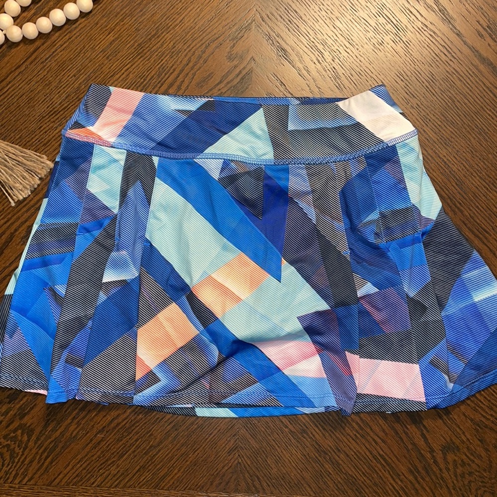 Athleta Small Multicolored Geometric Blue Skort